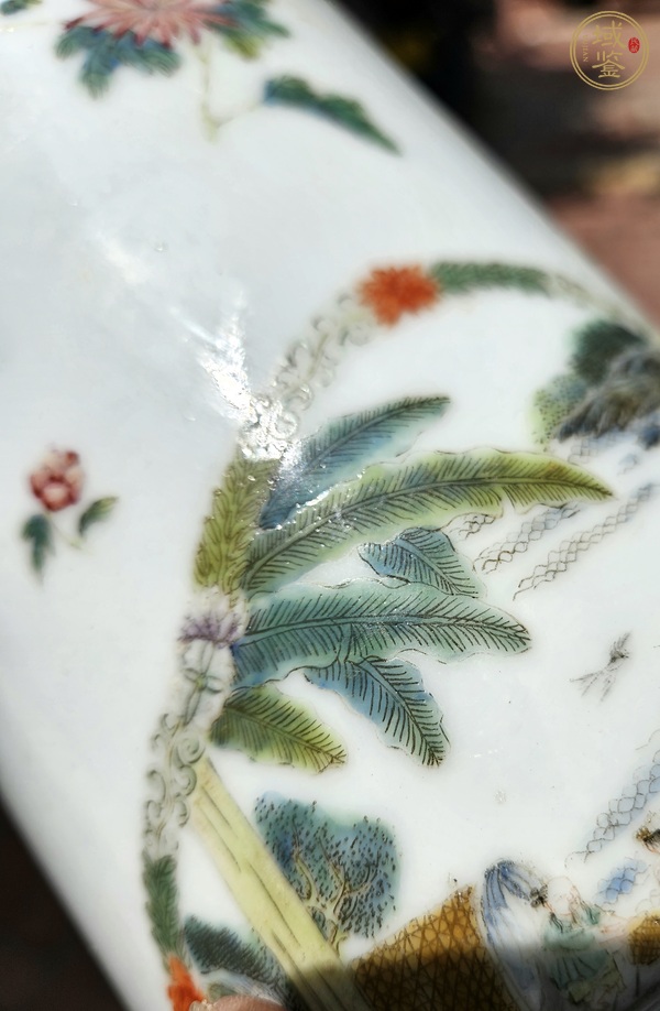 古玩陶瓷粉彩開窗細路人物故事帽筒真品鑒賞圖