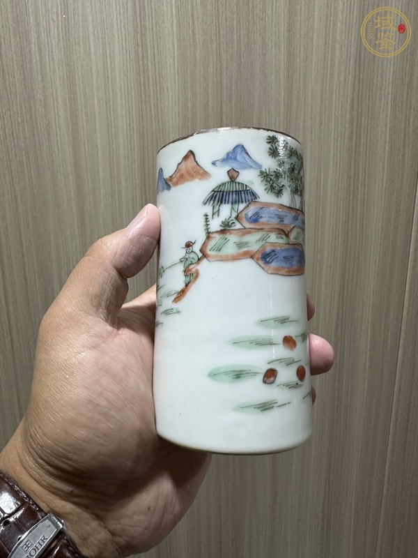 古玩陶瓷粉彩筆筒真品鑒賞圖