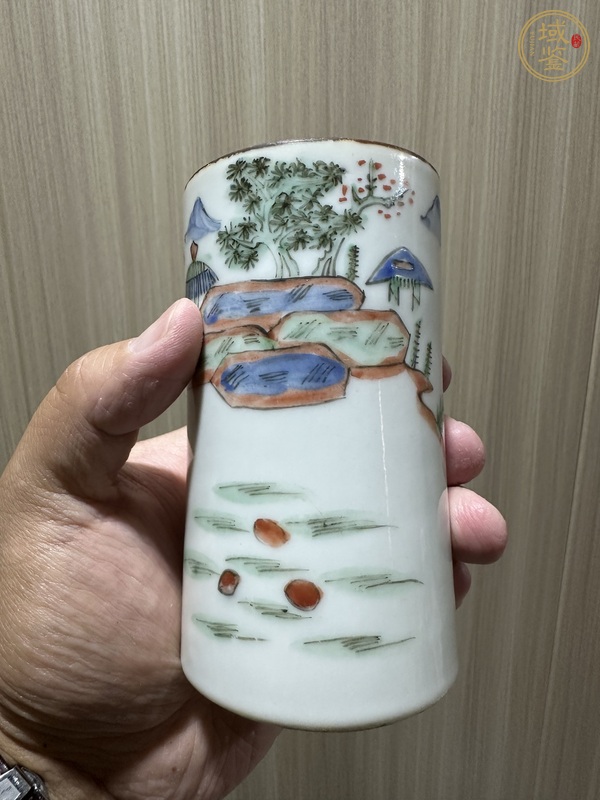 古玩陶瓷粉彩筆筒真品鑒賞圖