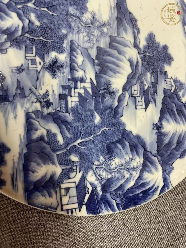 古玩陶瓷山水紋青花瓷板畫真品鑒賞圖