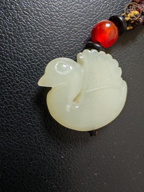 古玩玉器岫玉雕“鴛鴦”掛件真品鑒賞圖
