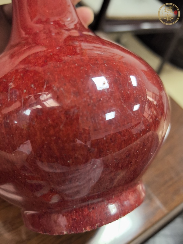 古玩陶瓷鈞紅窯變釉撇口瓶真品鑒賞圖