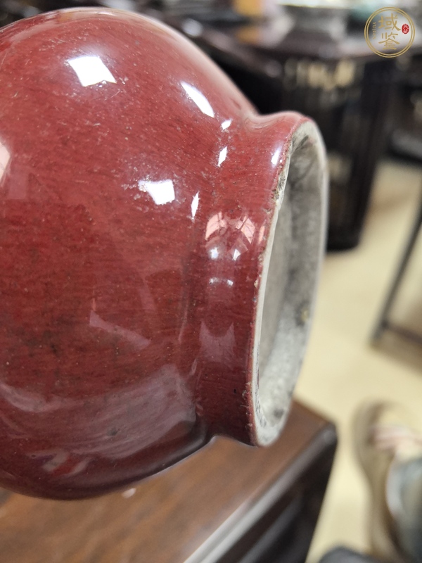 古玩陶瓷鈞紅窯變釉撇口瓶真品鑒賞圖