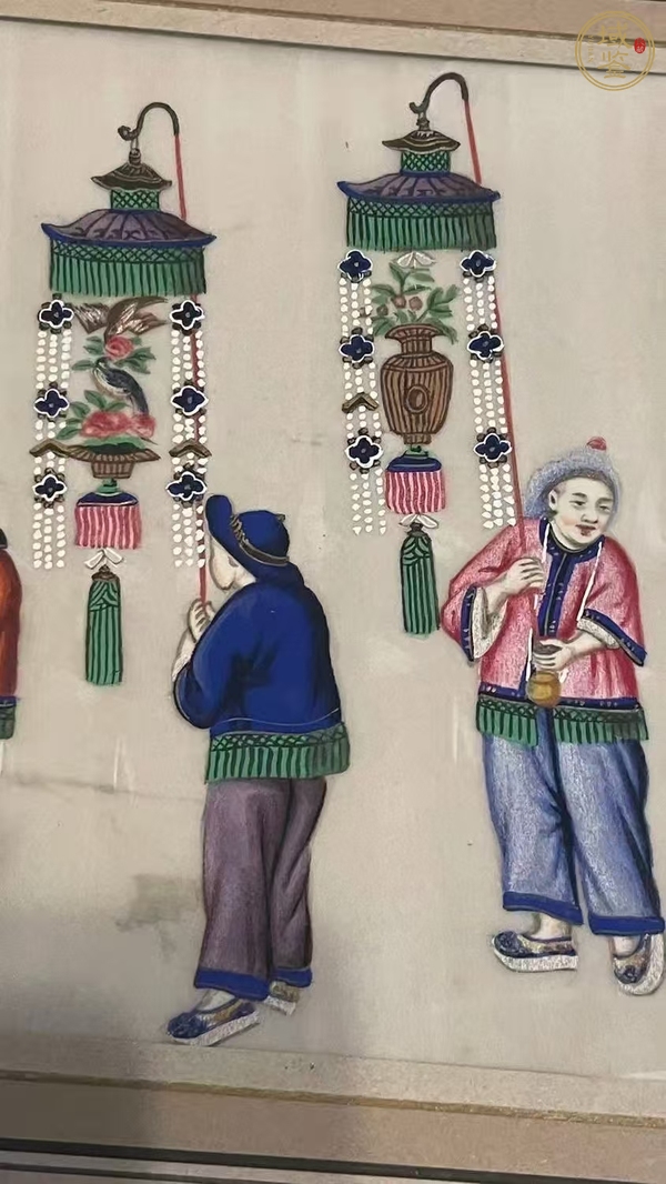 古玩字畫晚清民國初通草畫人物鏡片真品鑒賞圖