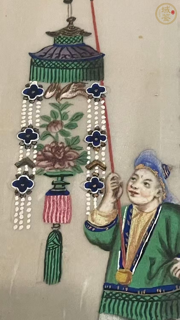 古玩字畫晚清民國初通草畫人物鏡片真品鑒賞圖