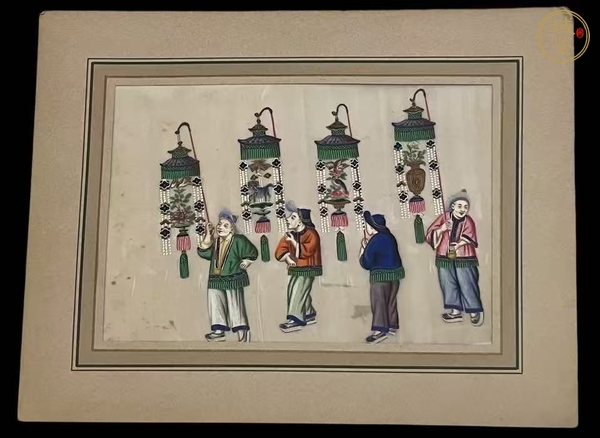 古玩晚清民國(guó)初通草畫人物鏡片真品鑒賞圖