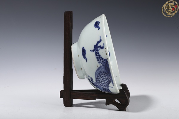 古玩陶瓷青花過墻龍紋碗真品鑒賞圖