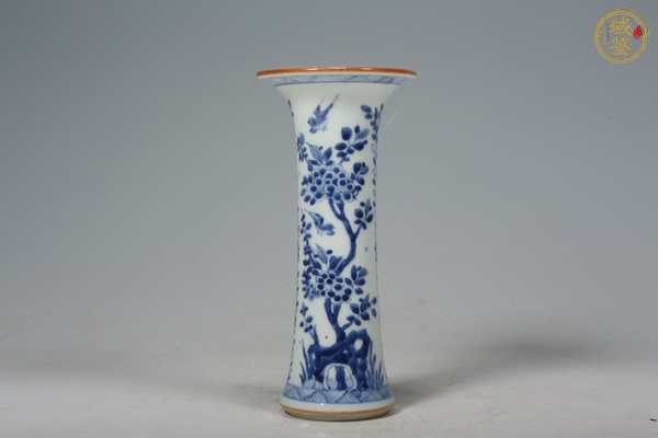 古玩康熙青花花鳥紋花觚真品鑒賞圖