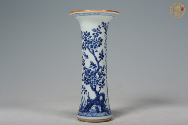 古玩陶瓷康熙青花花鳥(niǎo)紋花觚真品鑒賞圖