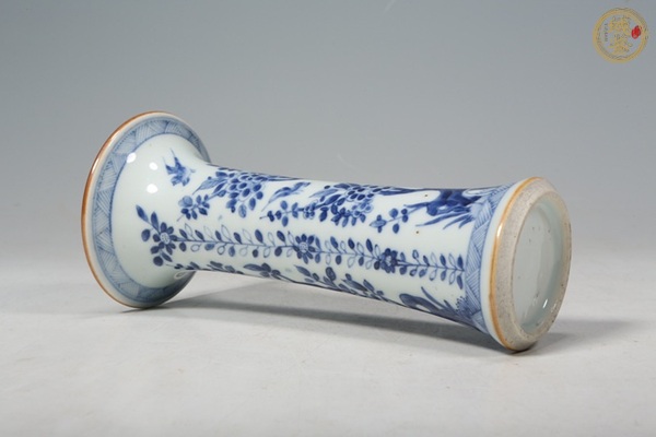 古玩陶瓷康熙青花花鳥(niǎo)紋花觚真品鑒賞圖