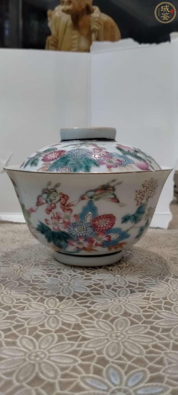 古玩轉賣晚清細路粉彩蓋碗拍賣，當前價格300元