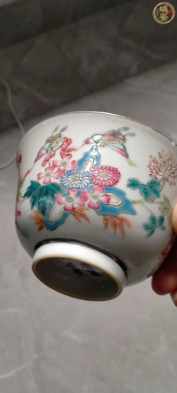 古玩陶瓷晚清細路粉彩蓋碗真品鑒賞圖