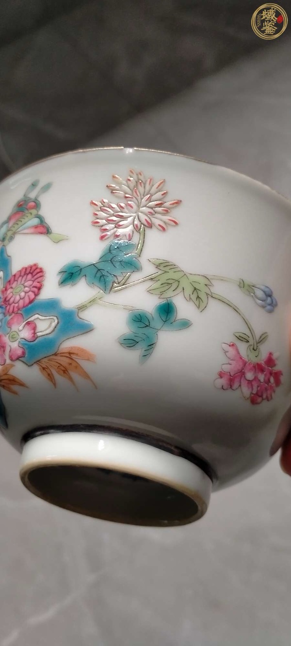古玩陶瓷晚清細路粉彩蓋碗真品鑒賞圖