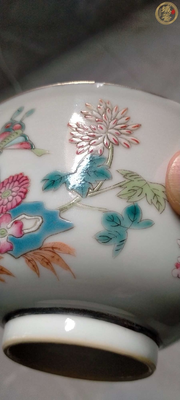 古玩陶瓷晚清細路粉彩蓋碗真品鑒賞圖