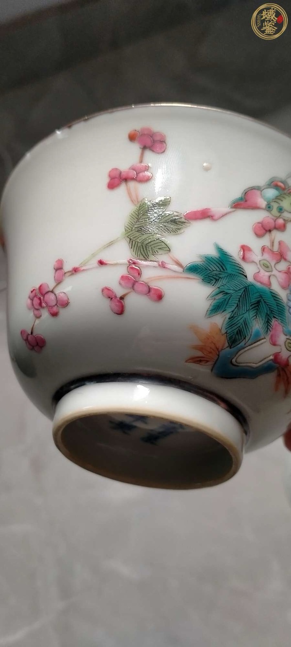 古玩陶瓷晚清細路粉彩蓋碗真品鑒賞圖