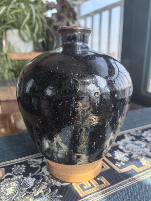 古玩轉賣明代·窯變黑釉鐵銹斑梅瓶拍賣，當前價格88元