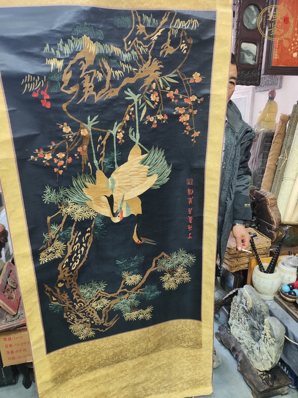 古玩字畫松鶴繡品真品鑒賞圖