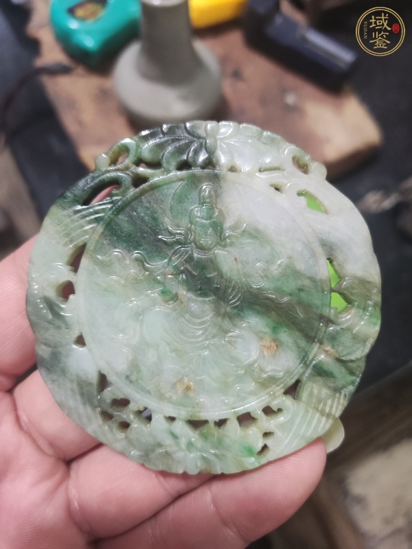 古玩玉器翡翠雕“觀音牌”真品鑒賞圖
