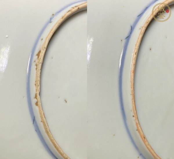 古玩陶瓷摩羯龍紋青花盤真品鑒賞圖