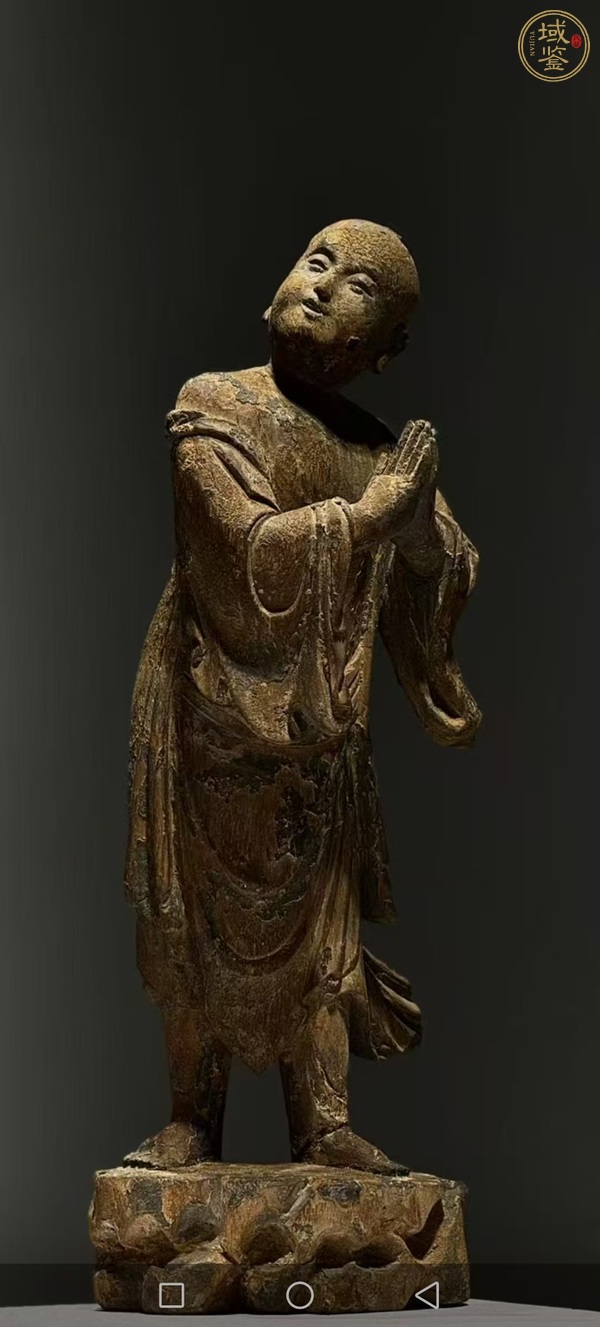 古玩雜項木雕善財童子真品鑒賞圖