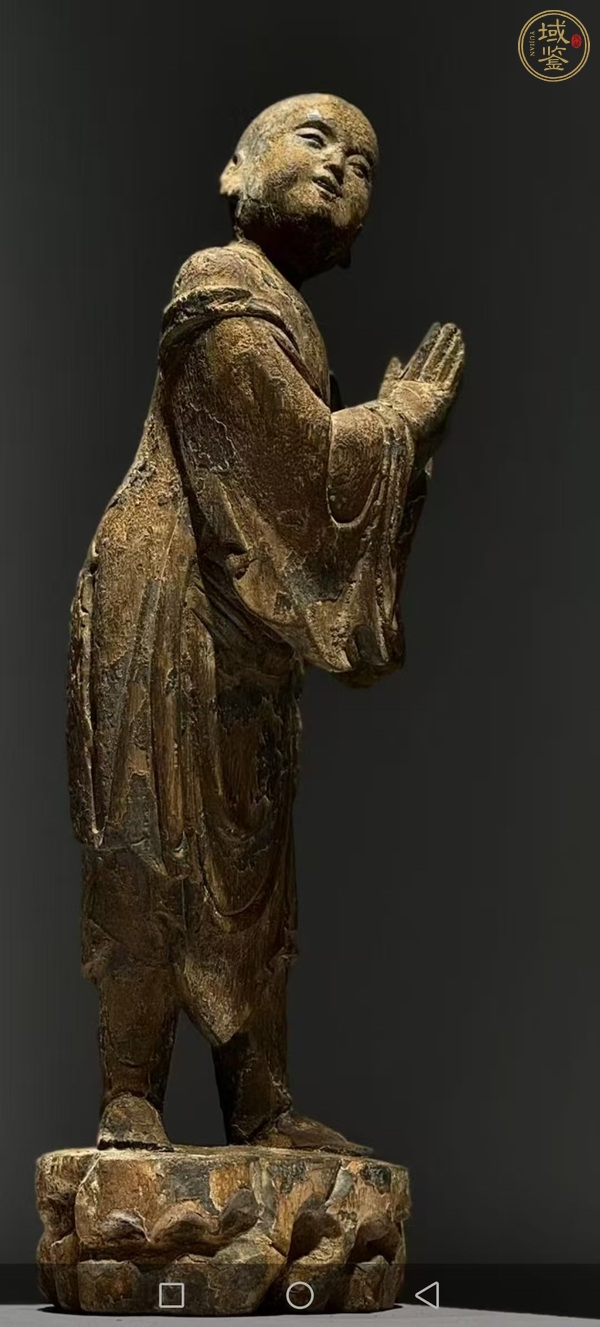 古玩雜項木雕善財童子真品鑒賞圖