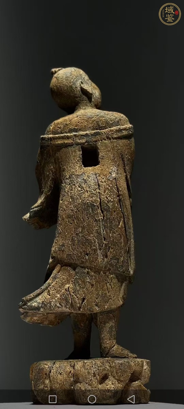 古玩雜項木雕善財童子真品鑒賞圖
