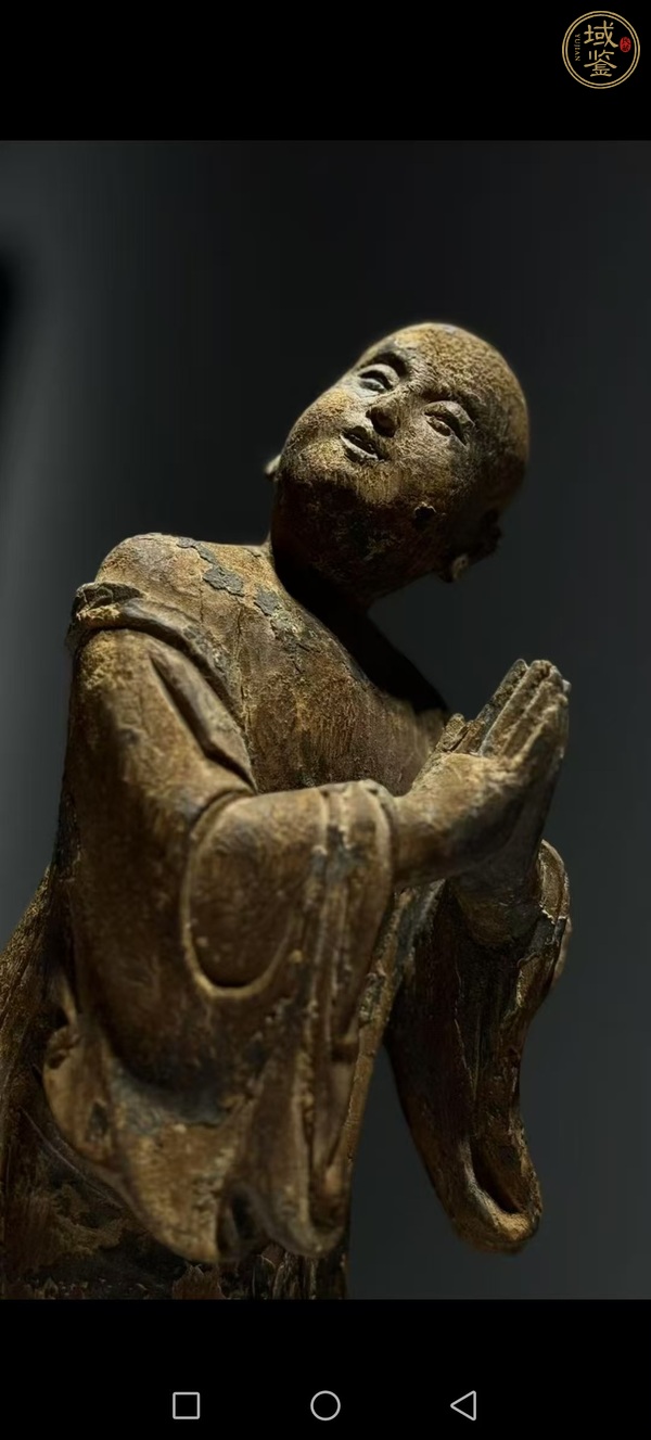 古玩雜項木雕善財童子真品鑒賞圖