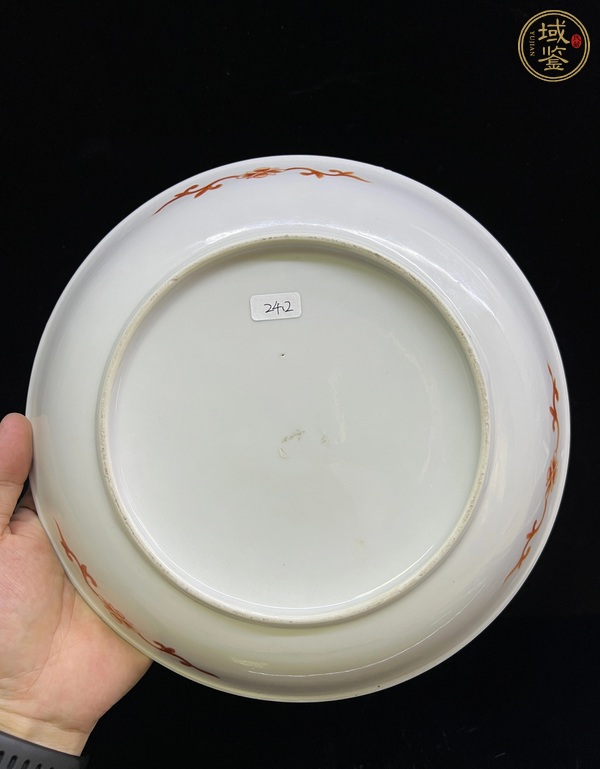 古玩陶瓷五彩花鳥紋臥盤真品鑒賞圖