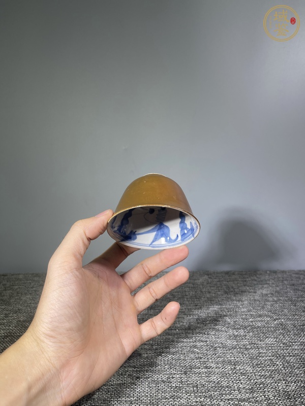 古玩陶瓷紫金釉青花金玉滿堂杯真品鑒賞圖