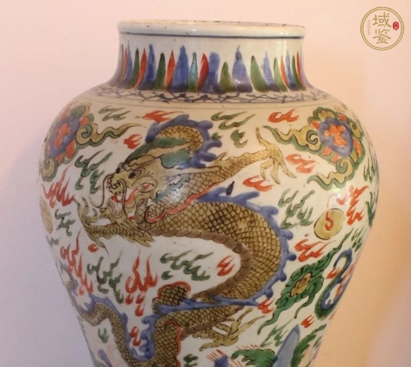 古玩陶瓷青花五彩龍紋將軍罐真品鑒賞圖