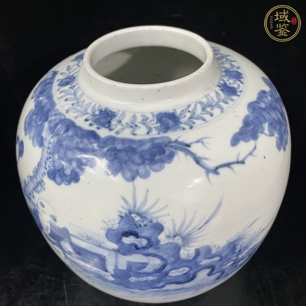 古玩三娘教子圖青花罐真品鑒賞圖