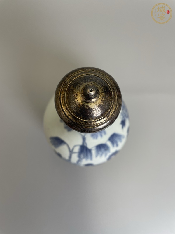 古玩陶瓷清雍乾 青花洞石牡丹紋蒜頭瓶真品鑒賞圖