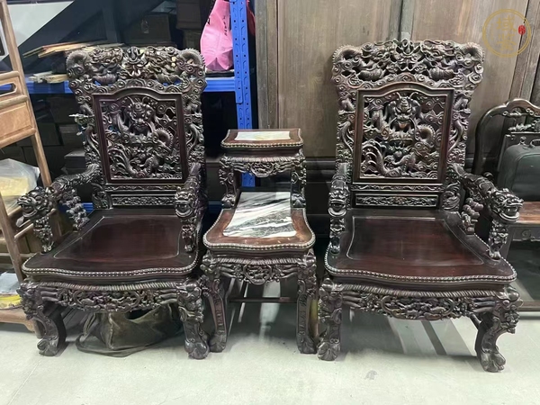 古玩雜項太獅椅二椅一幾真品鑒賞圖
