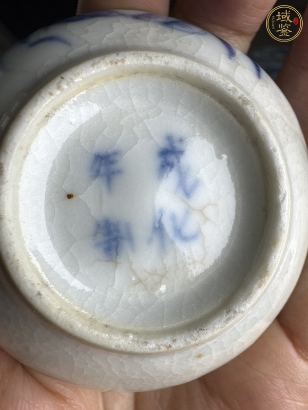 古玩陶瓷哥釉青花蘭草紋水盂真品鑒賞圖