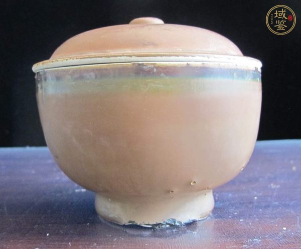 古玩陶瓷醬紅釉蓋缽真品鑒賞圖