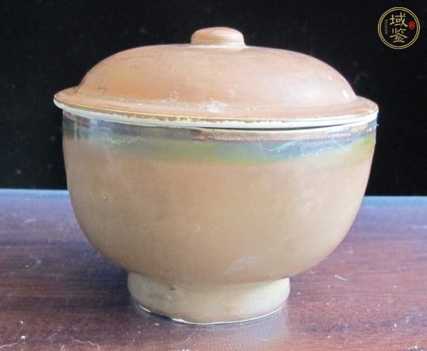 古玩陶瓷醬紅釉蓋缽真品鑒賞圖