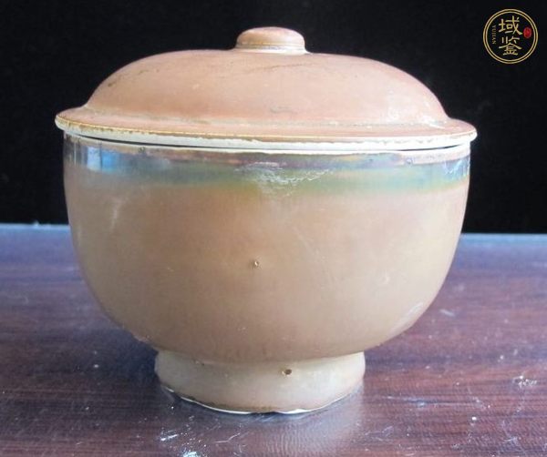 古玩陶瓷醬紅釉蓋缽真品鑒賞圖