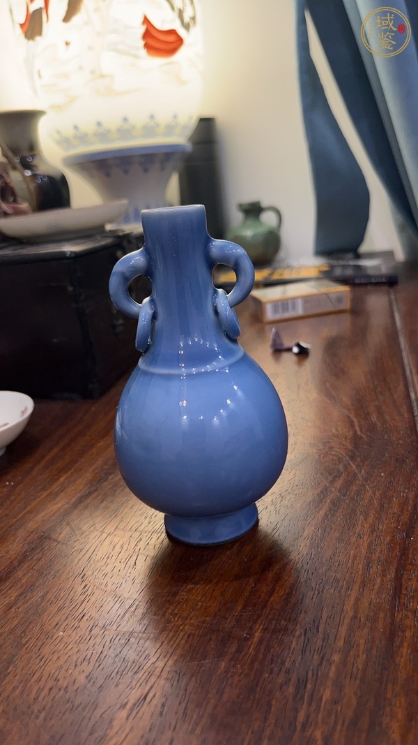 古玩天藍釉雙兒瓶真品鑒賞圖