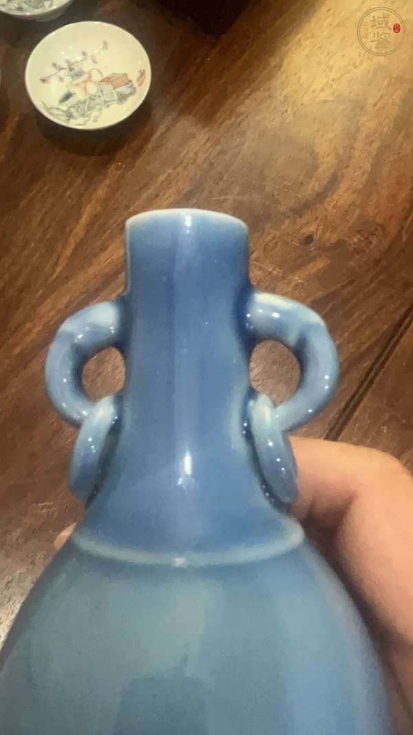古玩陶瓷天藍釉雙兒瓶真品鑒賞圖