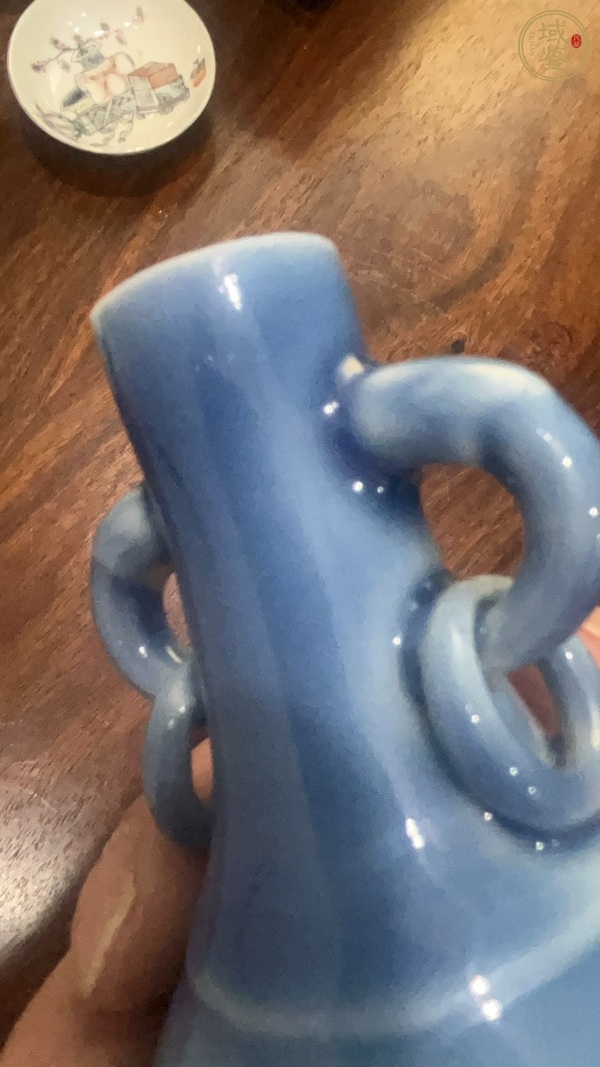 古玩陶瓷天藍釉雙兒瓶真品鑒賞圖