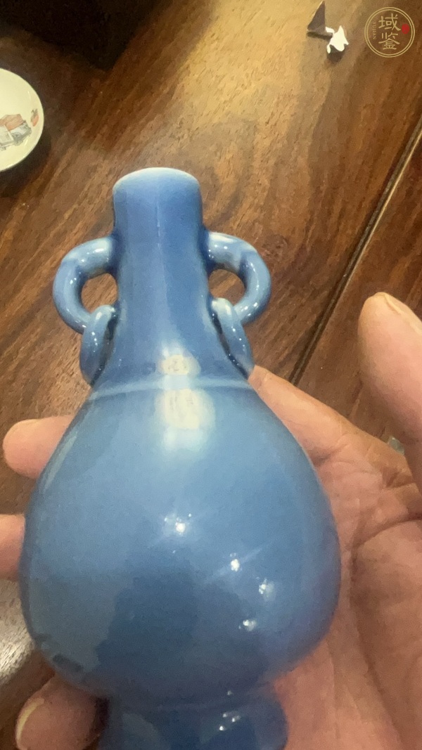 古玩陶瓷天藍釉雙兒瓶真品鑒賞圖