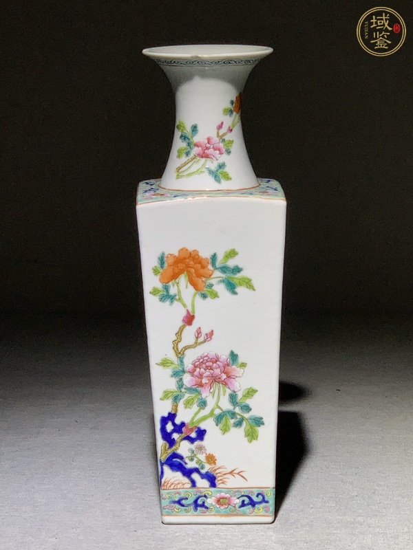 古玩陶瓷花卉紋粉彩天圓地方棒槌真品鑒賞圖