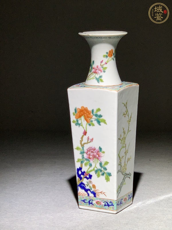 古玩陶瓷花卉紋粉彩天圓地方棒槌真品鑒賞圖
