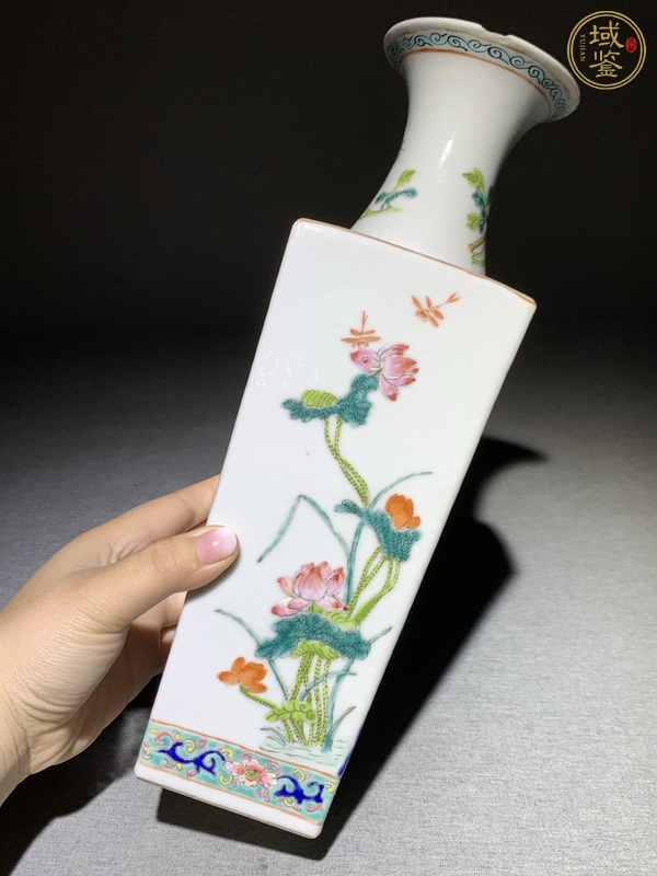 古玩陶瓷花卉紋粉彩天圓地方棒槌真品鑒賞圖