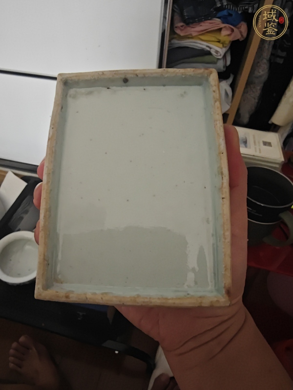 古玩陶瓷清中期青花印泥盒真品鑒賞圖