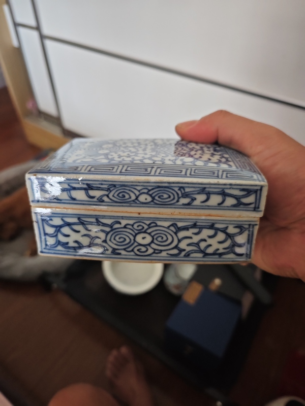 古玩陶瓷清中期青花印泥盒拍賣，當前價格1380元