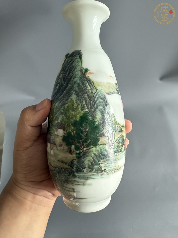 古玩陶瓷民國細路粉彩瓶真品鑒賞圖