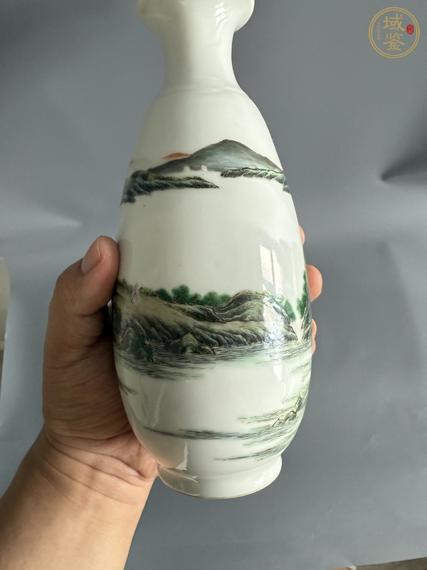 古玩陶瓷民國細路粉彩瓶真品鑒賞圖