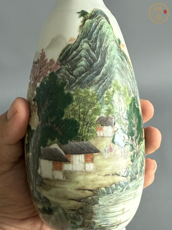 古玩陶瓷民國細路粉彩瓶真品鑒賞圖