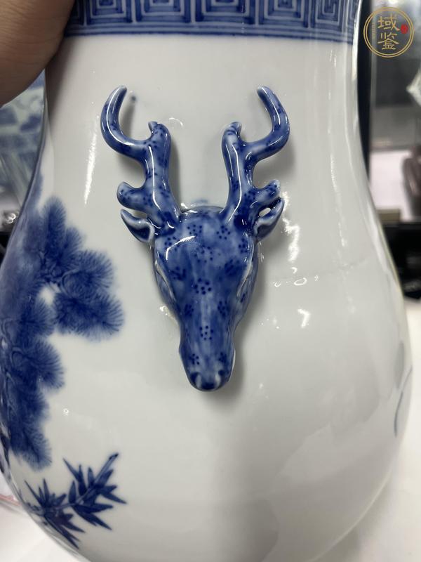 古玩陶瓷民國 青花花卉紋鹿頭尊（玉綾窯）真品鑒賞圖
